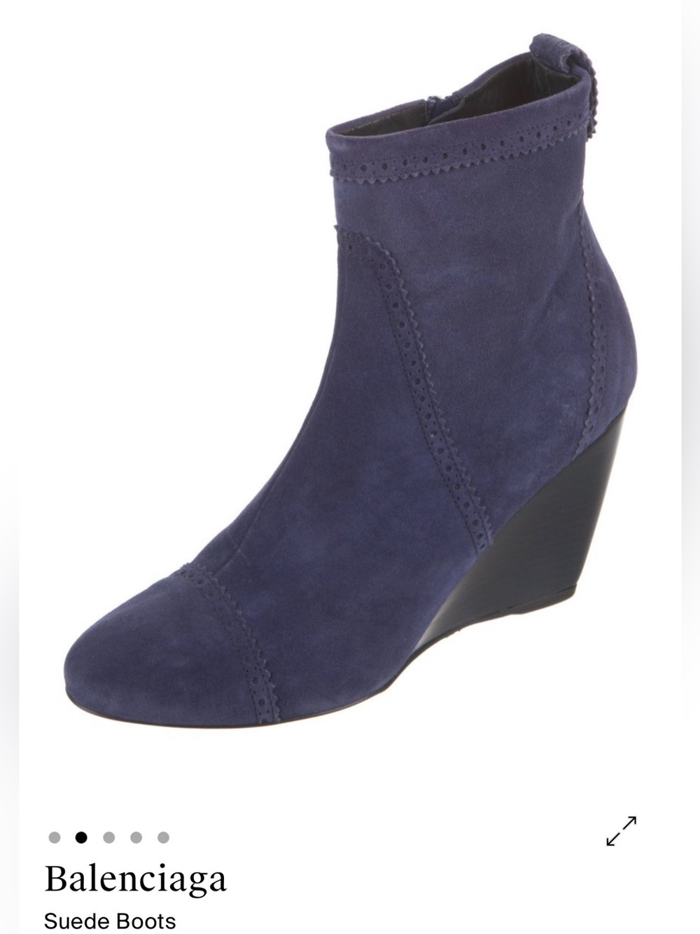 Authentic Balenciaga Navy Blue Wedge Ankle Boots
